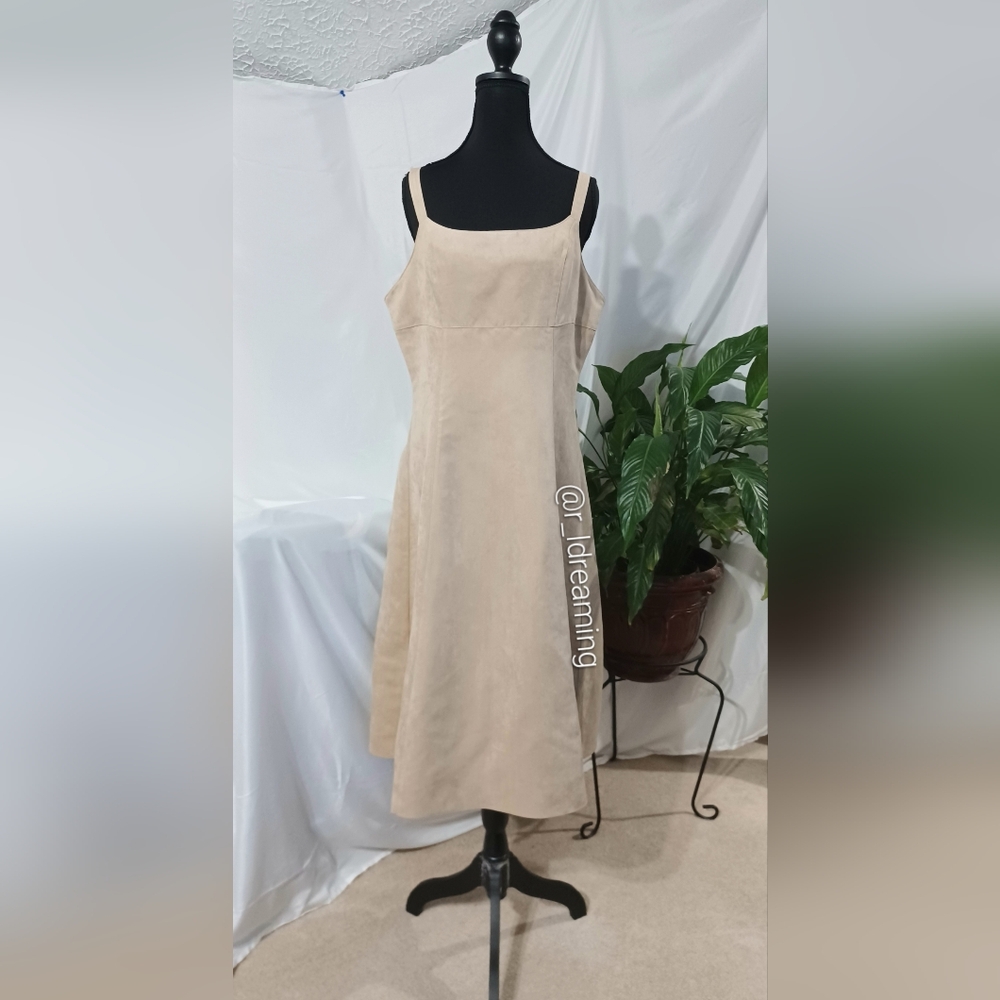NWOT Vegan Suede Strappy Midi Dress Size 12 In Stone By Banana Republic Factory